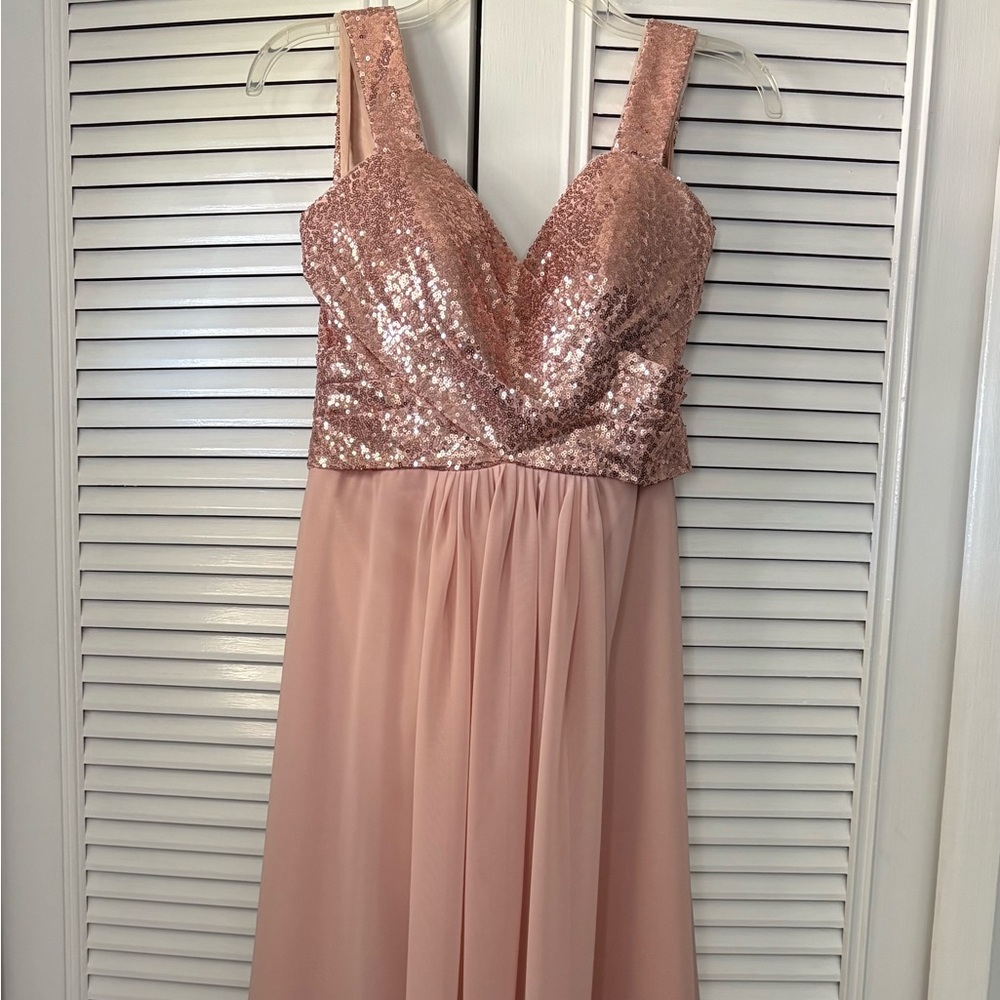 Azazie Pink Sequin Maxi Dress